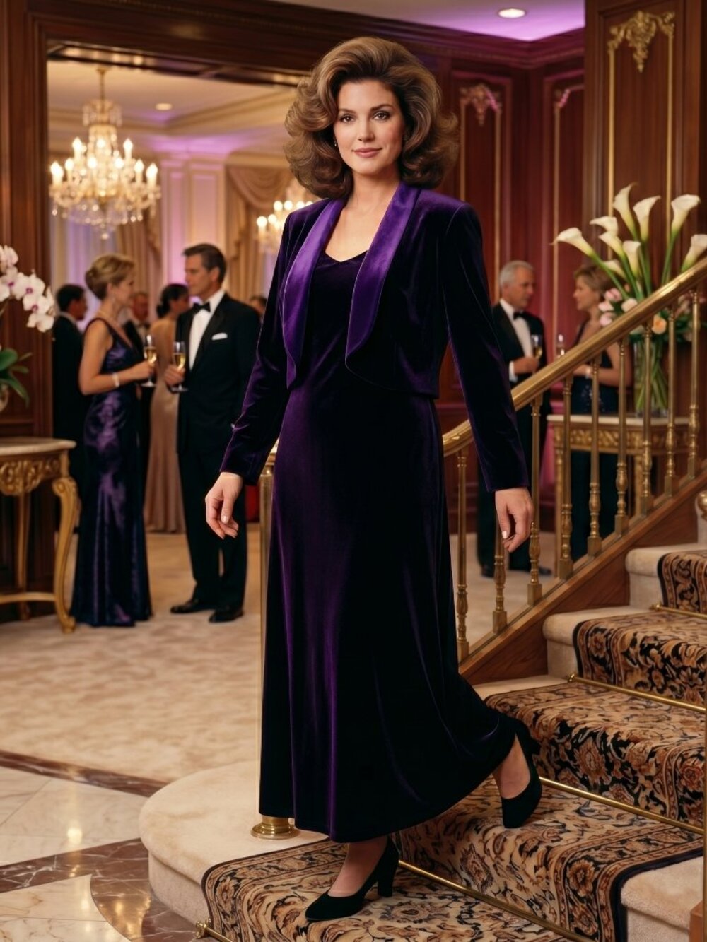 Onyx Nite Women 16 2pc Velvet Maxi Dress Purple Shrug Set Statement Whimsigoth